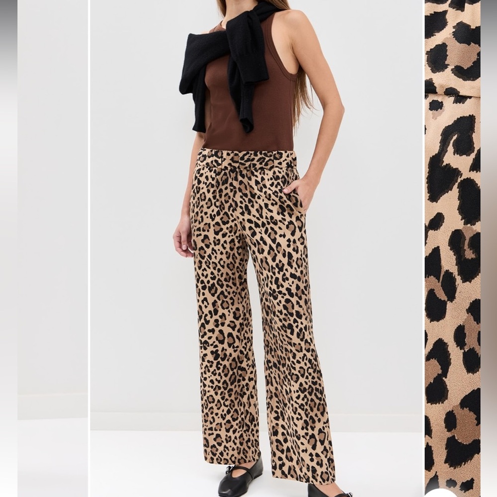 AYR The Voila Tan in House Cat Silk Leopard Pants, XL